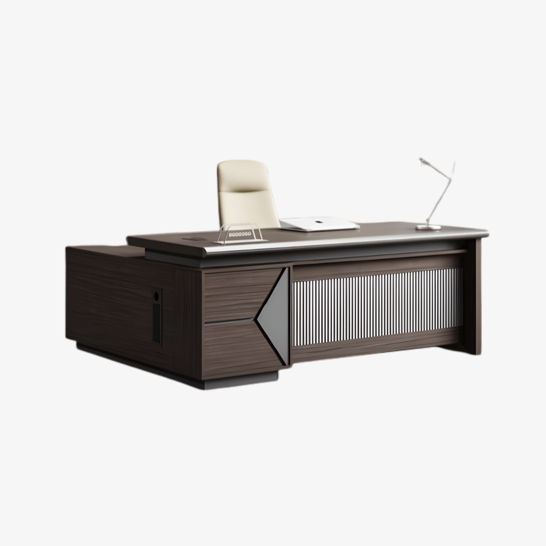 Bureau de gestion prestige avec façade rainurée et caisson latéral
