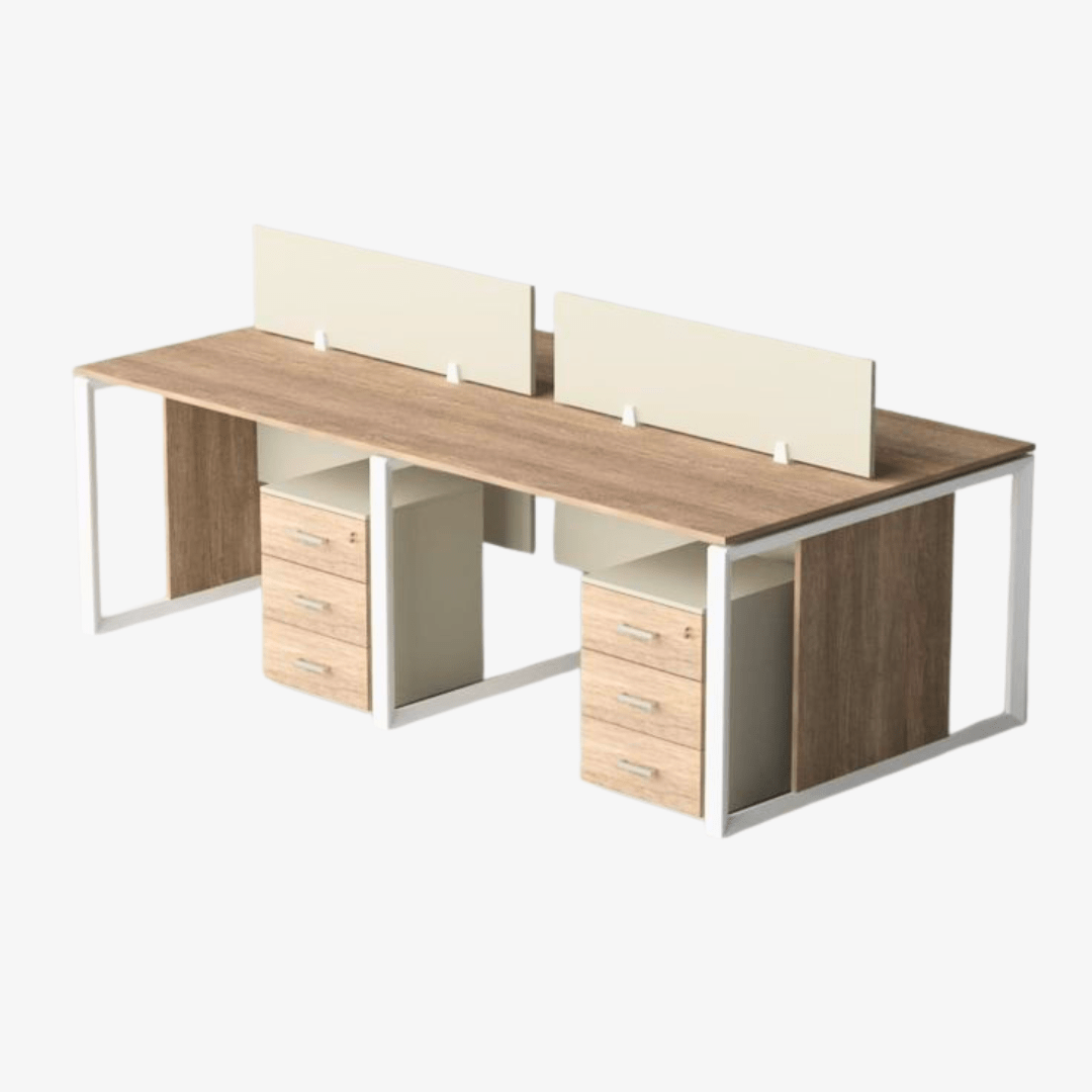 Bureau open space double avec caissons pratiques