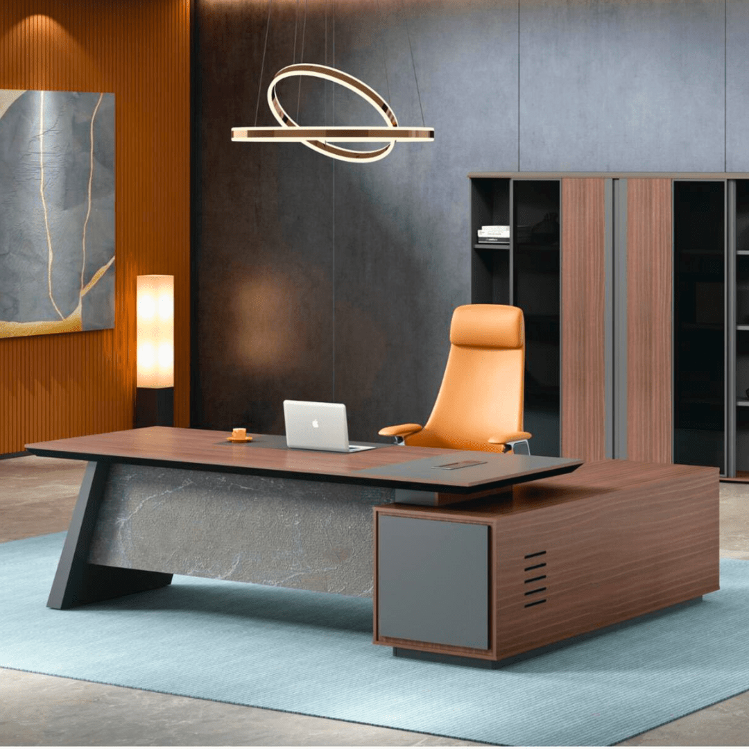 Bureau de Direction Design Contemporain avec Retour Latéral