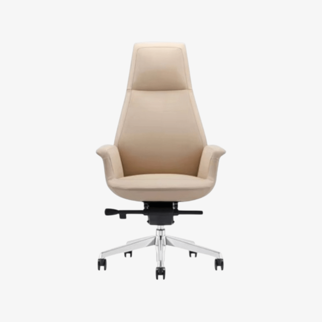 Fauteuil président en cuir taupe